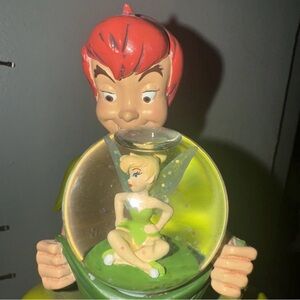 Rare Vintage Peter Pan & Tinker Bell Snow Globe Music Box